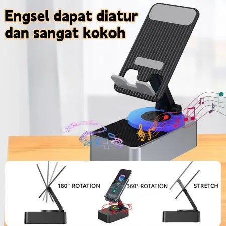 images7bbf4ebf-f33c-4462-a528-c65aec78affd-1.jpg KISONLI M-1 Wireless Folding Bracket RGB Bluetooth Speaker With 360 Degree Phone Holder Stand