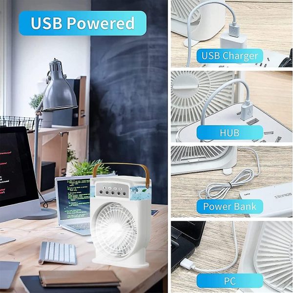 A3 In 1 Air Cooling USB Fan with LED Night Light Water Fan