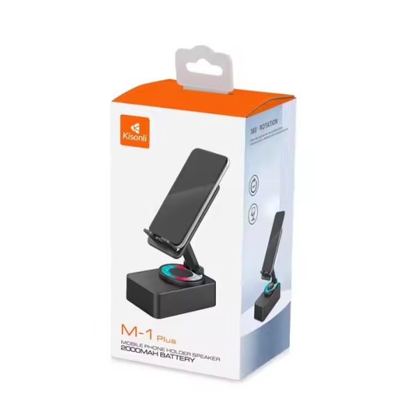 imagesaf9d1874-7e3b-4bc0-8d6f-368a8855ebb6-1.jpg KISONLI M-1 Wireless Folding Bracket RGB Bluetooth Speaker With 360 Degree Phone Holder Stand
