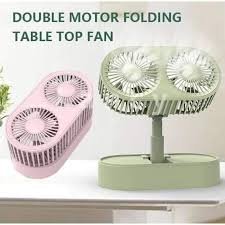 Double Motor Folding Table Top Fan